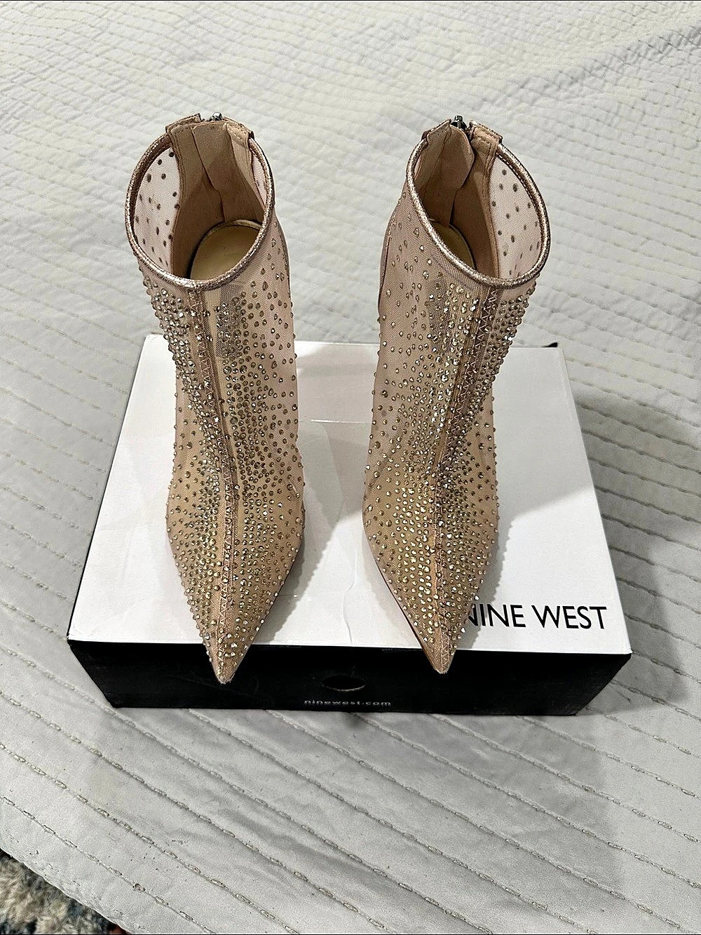 Nine West Rhinestone Mesh Booties Pink US 7 M